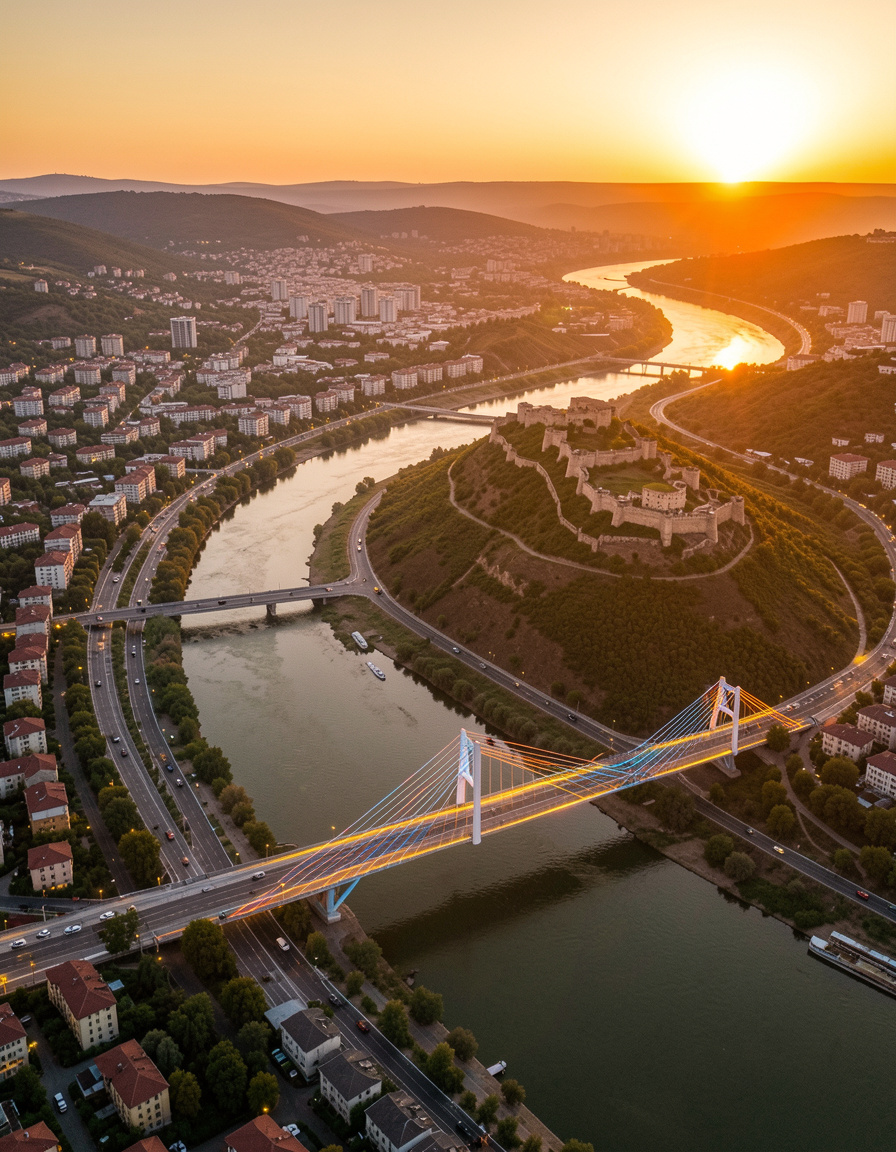 magnific aerial view of tbilisi at Bm3e2BXoQR